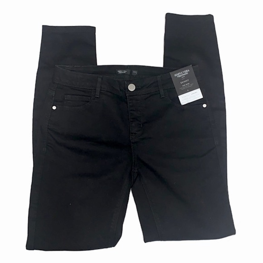 NWT Simply Vera Vera Wang Denim Skinny Mid Rise Slimming Stretch Black Jeans